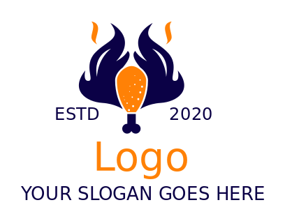 restaurant logo chicken drumsticks mic on flame