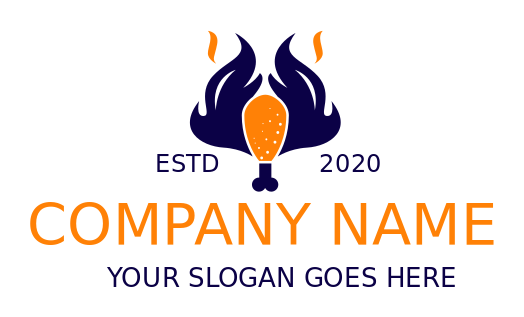 restaurant logo chicken drumsticks mic on flame