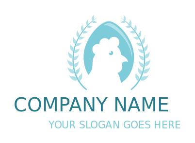 animal logo chicken head in egg with wreath