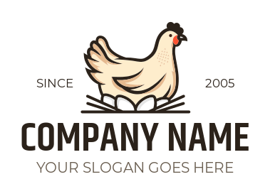 animal logo icon chicken laying eggs