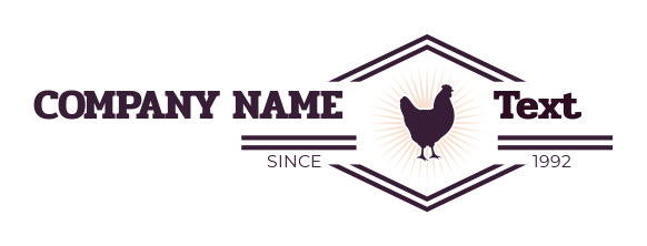 farm logo chicken silhouette with rays