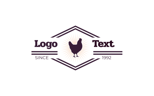 farm logo chicken silhouette with rays