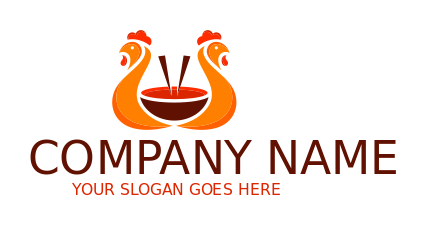 restaurant logo chickens bowl and chopsticks