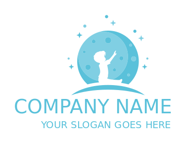 childcare logo child in moon with shining stars