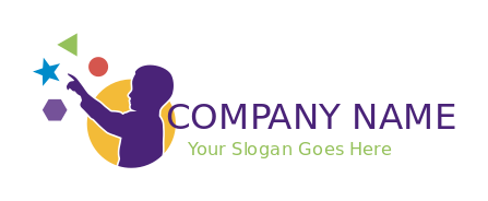 childcare logo symbol child in circle and shapes