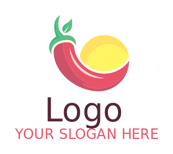 make a food logo of chili with leaf and circle