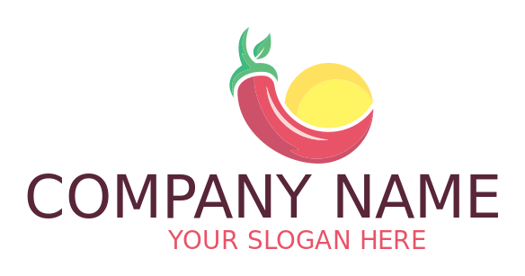 make a food logo of chili with leaf and circle