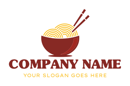 Chinese restaurant logo noodles bowl and chopsticks