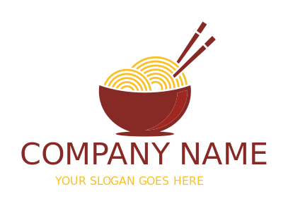 Chinese restaurant logo noodles bowl and chopsticks