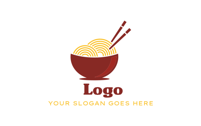 Logo creator for Chinese restaurant bowl with noodles and chopsticks