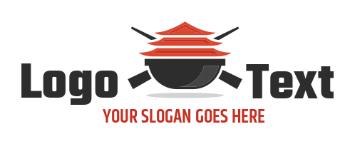 restaurant logo roof on bowl with chopsticks