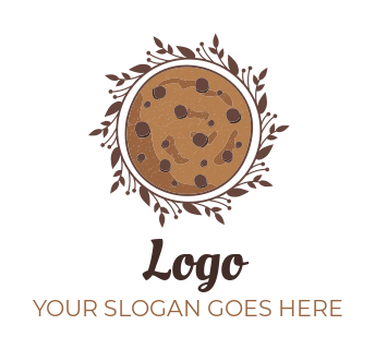 food logo chocolate chip cookie with wreath 