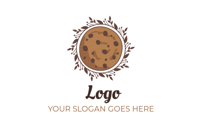 food logo chocolate chip cookie with wreath 