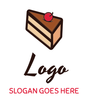 food logo chocolate cake slice with cherry