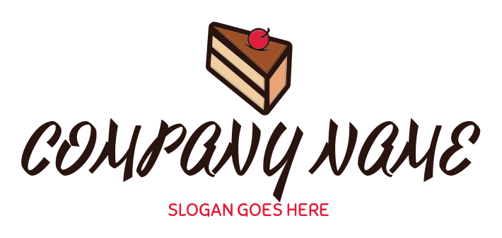 chocolate pastry cake slice with cherry logo maker