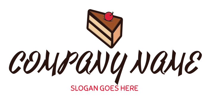 food logo chocolate cake slice with cherry