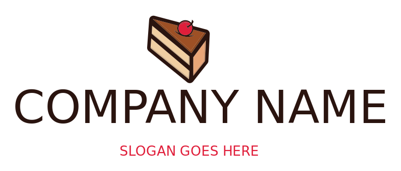 food logo chocolate cake slice with cherry