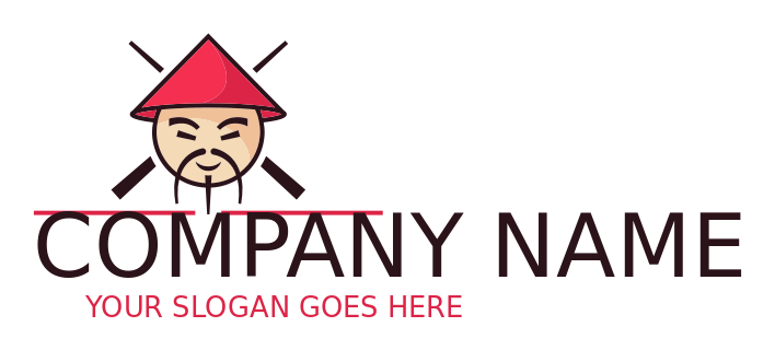 restaurant logo chopsticks behind Chinese chef