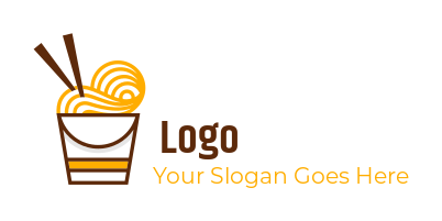 food logo icon chopsticks in takeout noodles