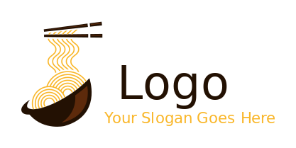 food logo chopsticks picking noodles from bowl
