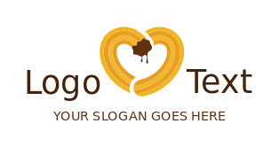 snack cart logo churros forming heart