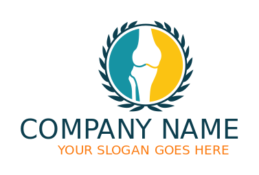 medical logo circle and bone with laurel wreath
