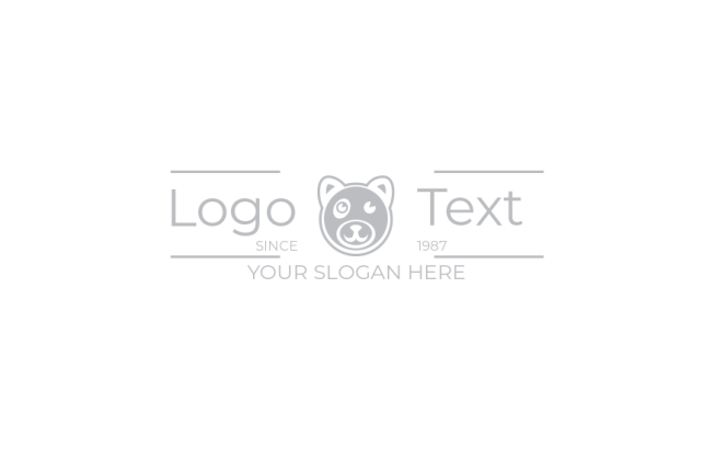 animal logo circle and line with bear face