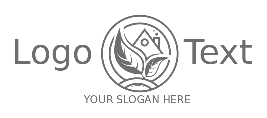 property maintenance logo leaves and house