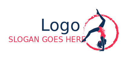 fitness logo gymnast in circle brush stroke