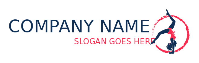 fitness logo gymnast in circle brush stroke