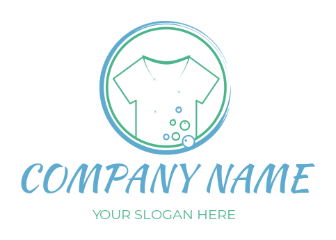 circle with bubbles and shirt inside dry cleaner logo symbol