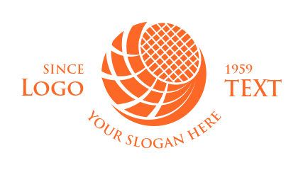 sports logo tennis racket in circle swooshes