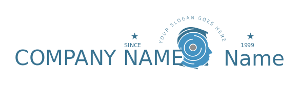 medical logo circles radiology waves in man head