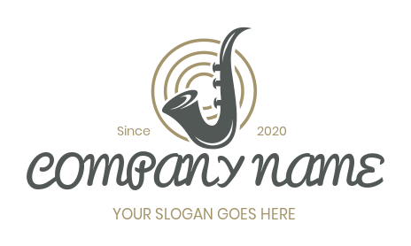 musician logo saxophone in concentric circle