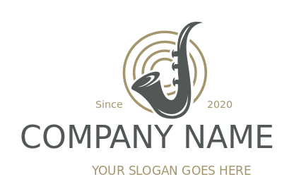 musician logo saxophone in concentric circle
