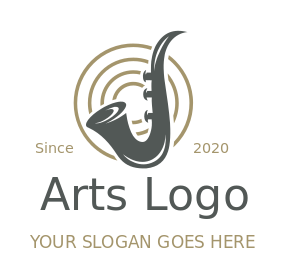 musician logo saxophone in concentric circle