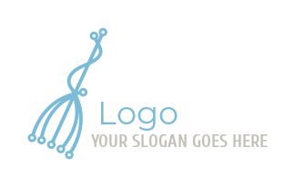 create a cleaning logo PNG circuit forming broom