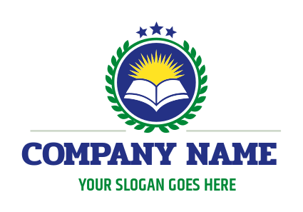 private school logo sun book in circular badge