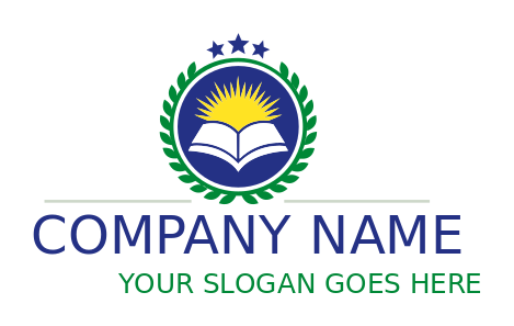 private school logo sun book in circular badge
