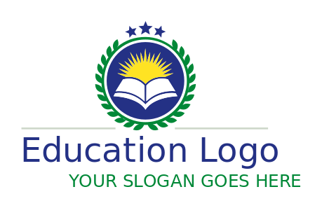 private school logo sun book in circular badge
