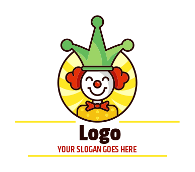 circus clown wearing hat smiling in circle 