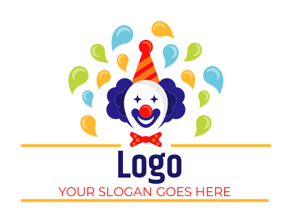 entertainment logo clown with colorful balloons