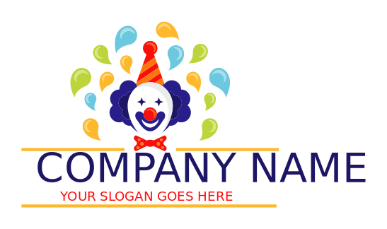 entertainment logo clown with colorful balloons