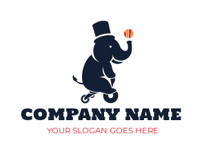 Make a logo of Circus elephant on wheels