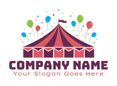 entertainment logo circus tent with balloons