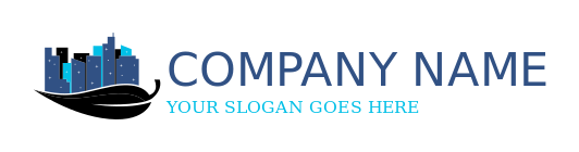 real estate logo city skyline with leaf & stars