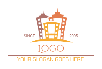 entertainment logo cityscape with film strip