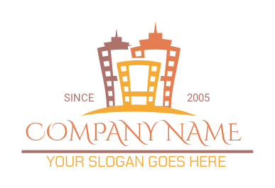 entertainment logo cityscape with film strip