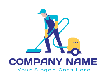 cleaning logo template man with vacuum cleaner