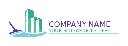 make a cleaning logo mop with buildings